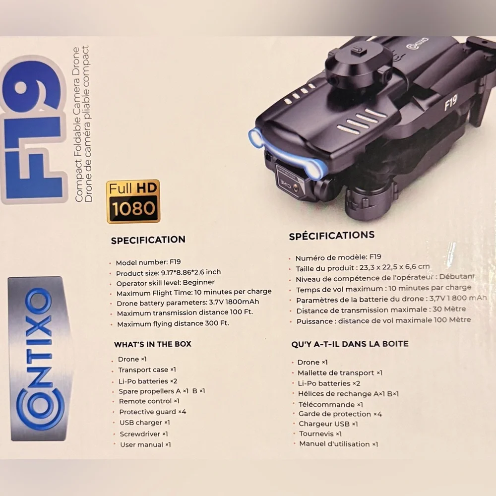F19 Black Foldable Camera Drone